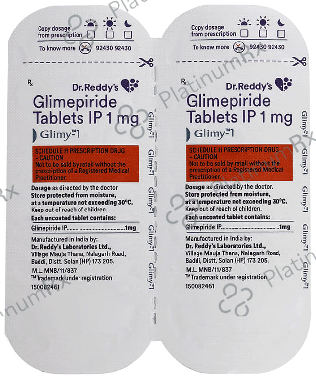 Glimy 1mg Tablet 14s