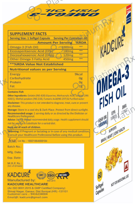Kadcure Omega 3 Fish Oil Softgel Capsule 60s