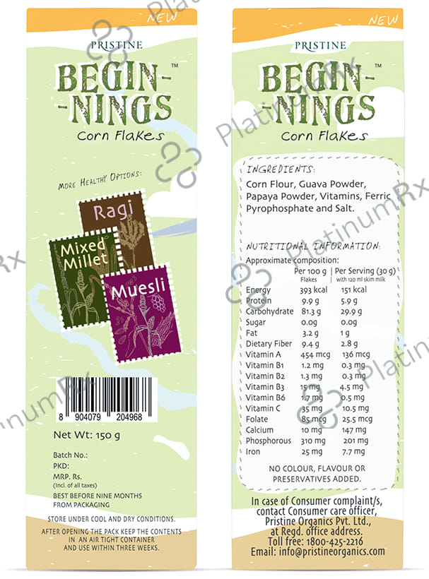 Pristine Beginnings Corn Flakes 150 gm