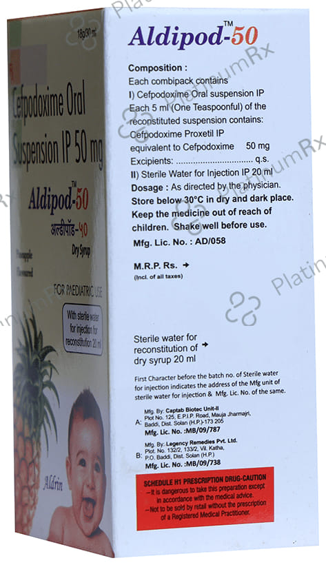 Aldipod 50mg Pineapple Dry Syrup 30ml