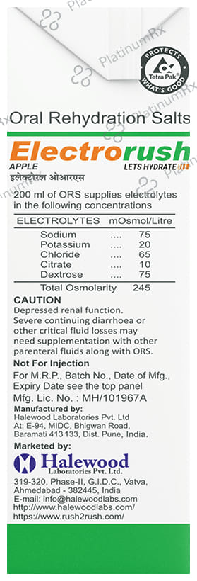 Electrorush ORS Apple Flavour Liquid 10x200ml