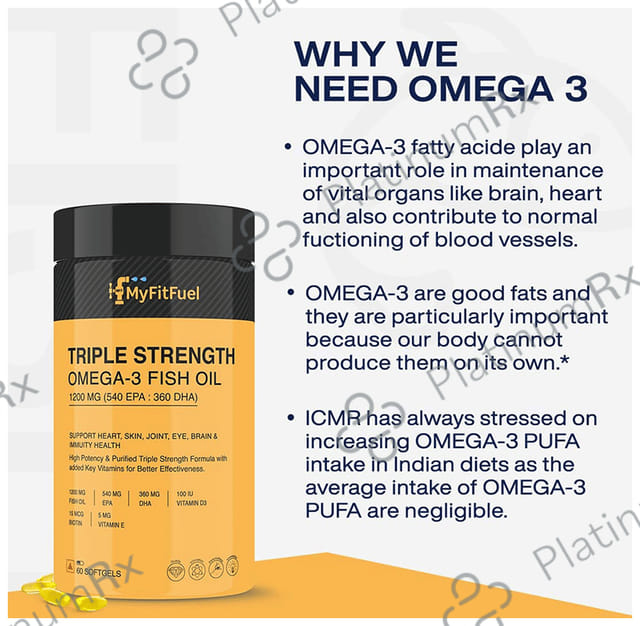 MyFitFuel Triple Strength Omega 3 Fish Oil 1200mg Soft Gelatin Capsule 30 capsules