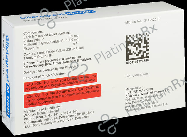 Gliptagreat M 1000/50mg Tablet 10s