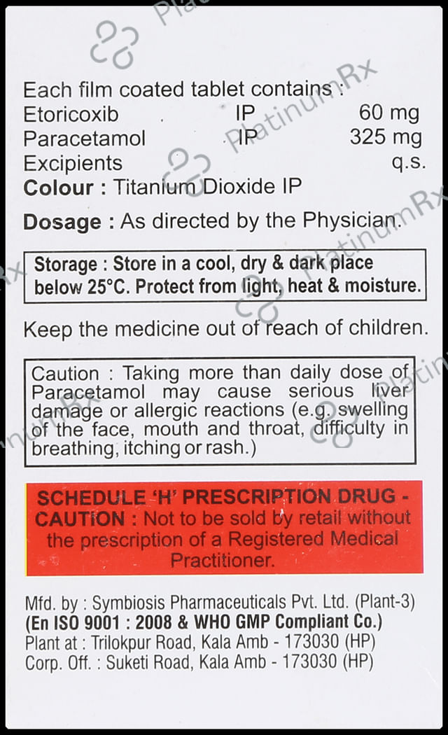 Etocel P 60/325mg Tablet 10s