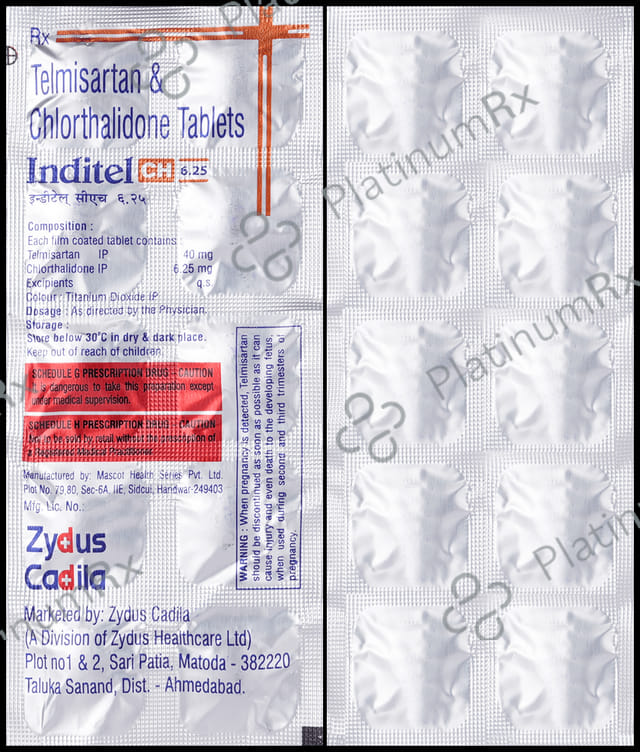 Inditel CH 6.25/40mg Tablet 10s