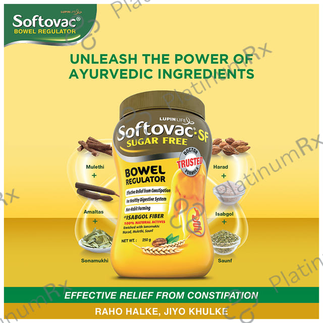 Softovac SF Bowel Regulator Eases Constipation Powder 250gm