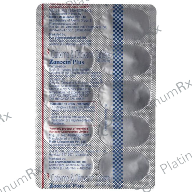 Zanocin Plus 200/200mg Tablet 10s