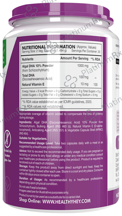 HealthyHey Nutrition Vegan Omega 3 Vegetable Capsule 60s