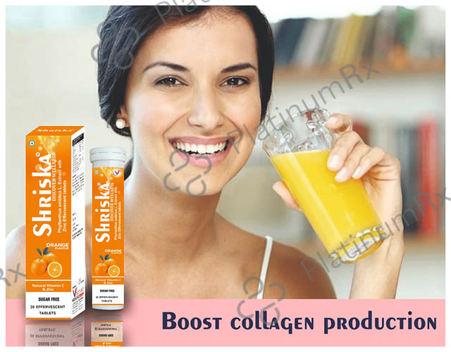 Shriska Vitamin C & Zinc Effervescent Tablet Sugar Free Orange