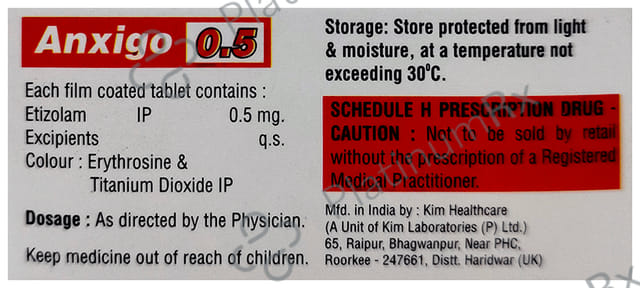 Anxigo 0.5mg Tablet 10s