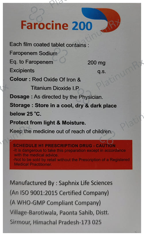 Farocine 200mg Tablet 6s