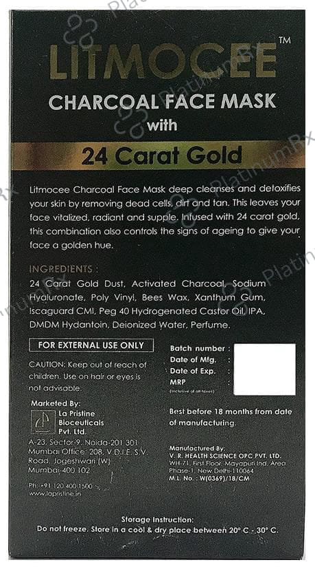 Litmocee Charcoal Face Mask with 24 Carat Gold