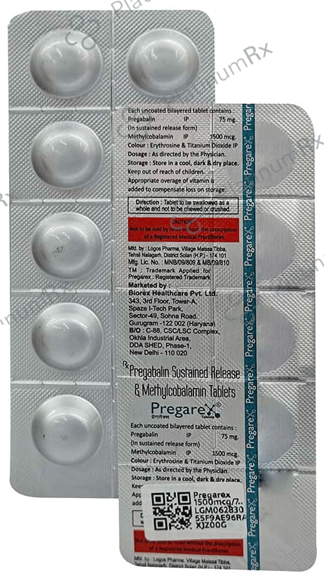 Pregarex 1500mcg/75mg Tablet SR