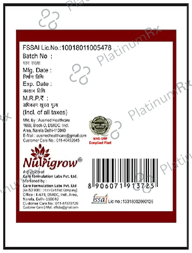 Nutrigrow L-Arginine Preworkout Supplement Powder Orange