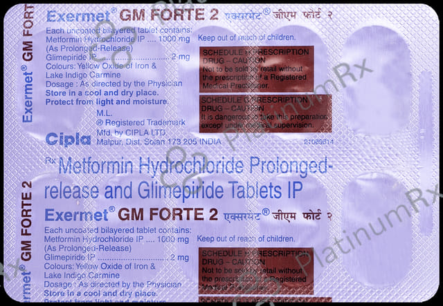 Exermet GM Forte 2/1000mg Tablet PR 10s
