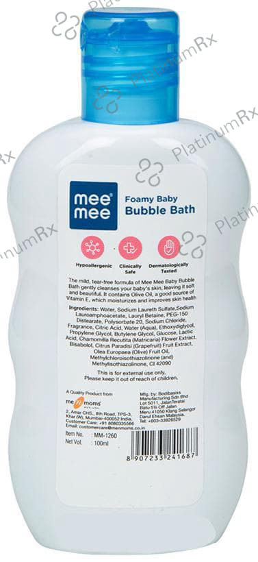 Mee Mee Foamy Baby Bubble Bath 100 Liquid