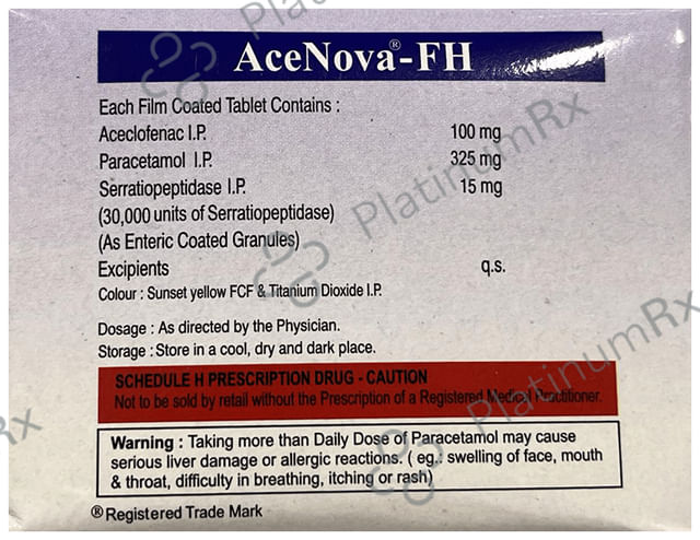 Acenova FH 100/325/15mg Tablet 10s