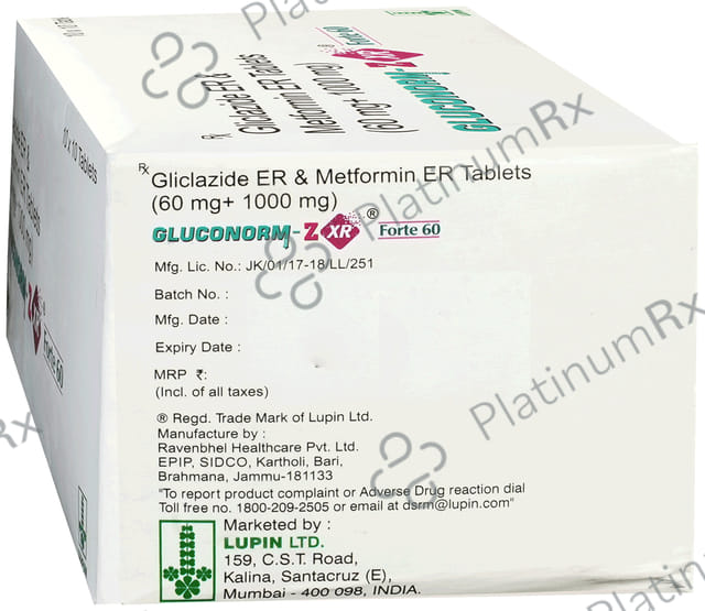 Gluconorm Z XR Forte 60/1000mg Tablet 10s