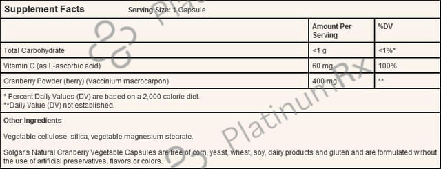 Solgar Natural Cranberry with Vitamin C Vegetable Capsule