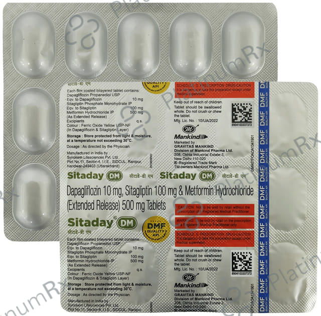 Sitaday DM 10/500/100mg Tablet ER 15s
