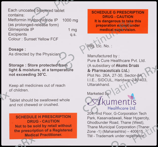 Switglim M 1/1000mg Tablet PR 15s