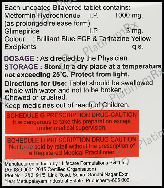 Glimiprime M 3/1000mg Forte Tablet PR 15s