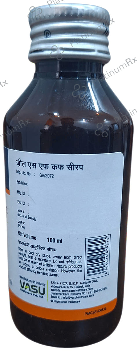 Vasu Zeal SF Cough Syrup 100ml