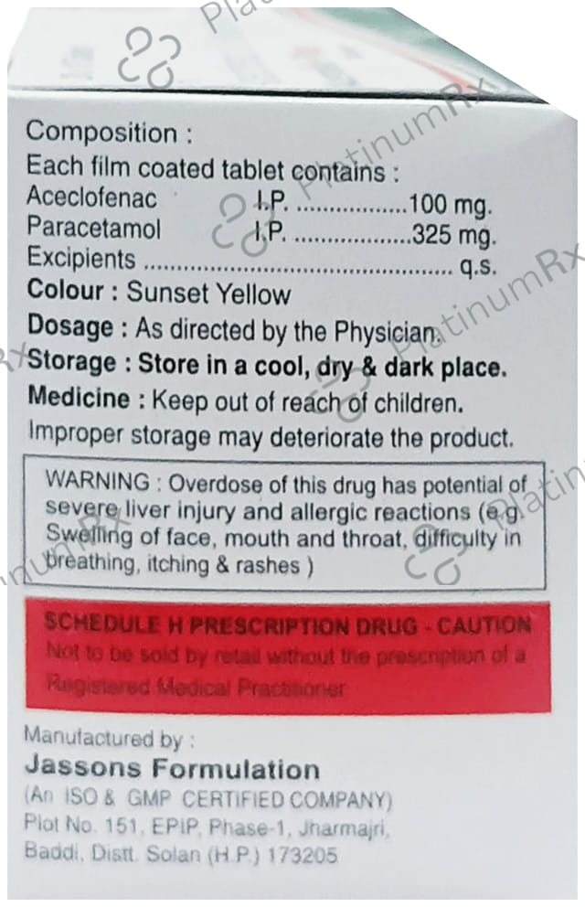 Acerokk Plus 100/325mg Tablet 10s