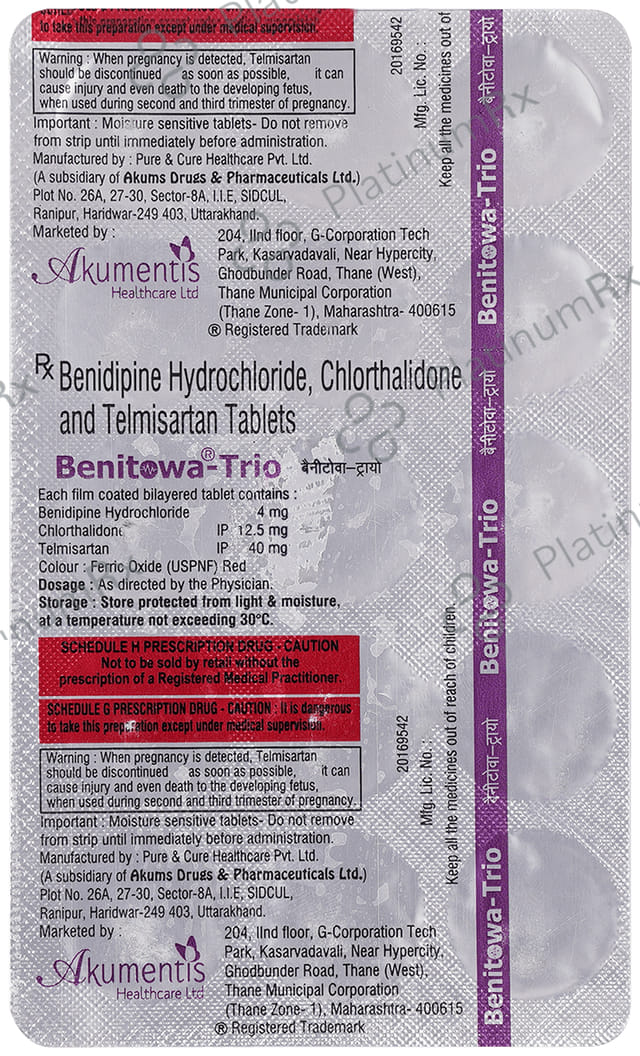 Benitowa Trio 4/40/12.5mg Tablet 15s