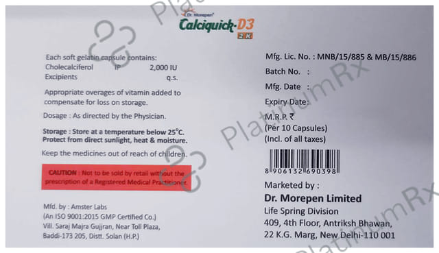 Calciquick D3 2k Capsule 10s