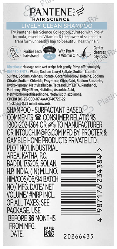 Pantene Pro-V Advanced Haircare Solution Lively Clean Shampoo