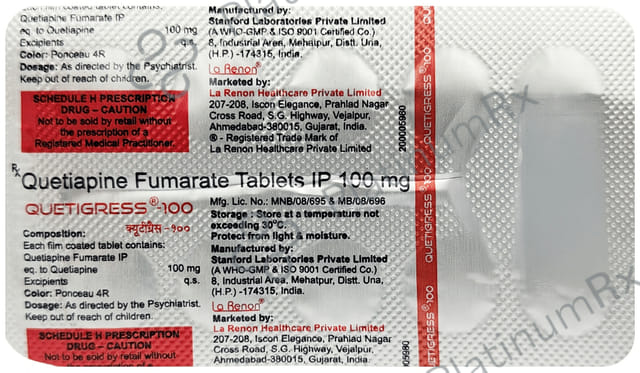 Quetigress 100mg Tablet 10s