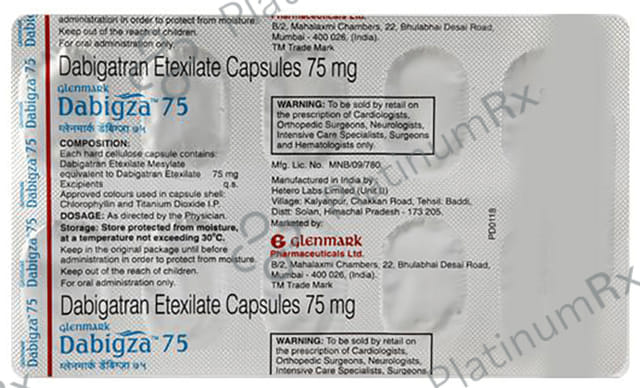 Dabigza 75mg Capsule 10s