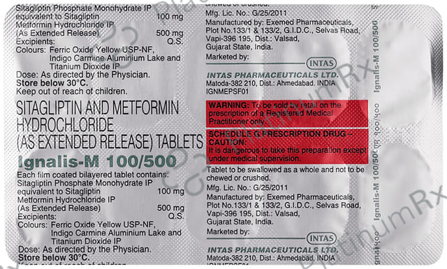 Ignalis M 100/500mg Tablet PR 10s