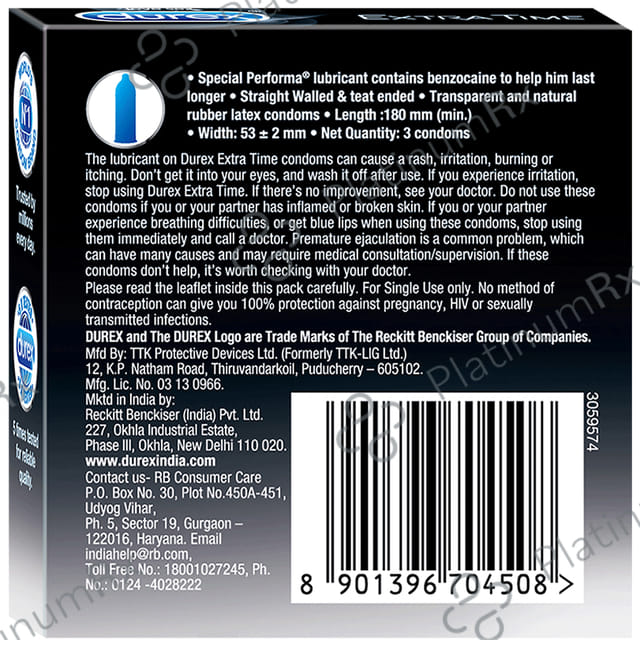 Durex Extra Time Condom 3s