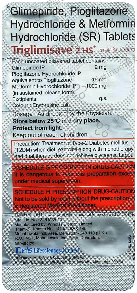 Triglimisave 2/1000/15mg HS Plus Tablet SR 10s