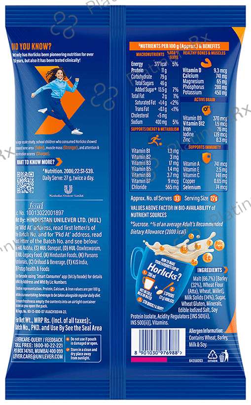 Horlicks Drink with Vitamin C, D & Zinc - For Bones & Metabolism - Flavour Classic Malt 900 gm