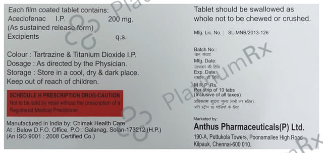 Aceclan 200mg SR Tablet 10s