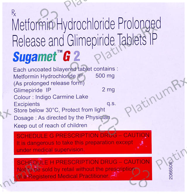 Sugamet G 2/500mg Tablet PR 10s