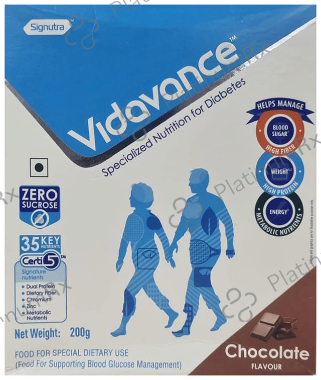 Vidavance Powder for Diabetes Sucrose Free Chocolate Flavour Powder 200gm