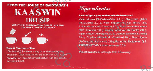 Baidyanath (Jhansi) Kaaswin Hot Sip Sachet (4gm Each)