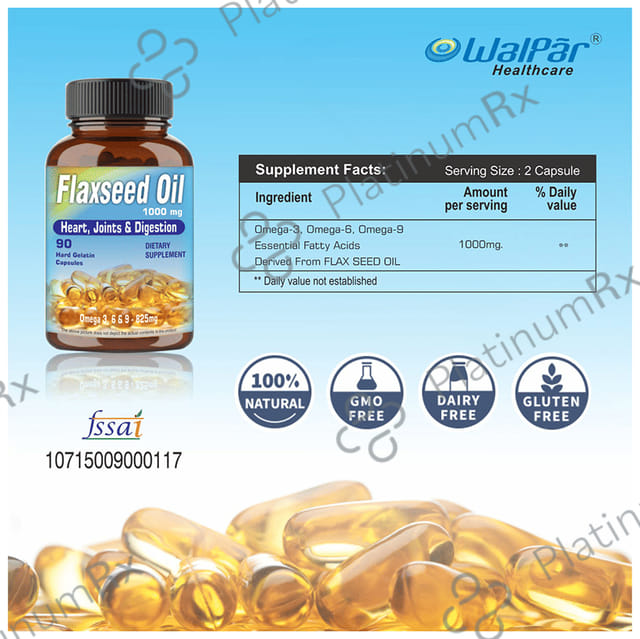 Walpar Flaxseed Oil 1000mg Hard Gelatin Capsule