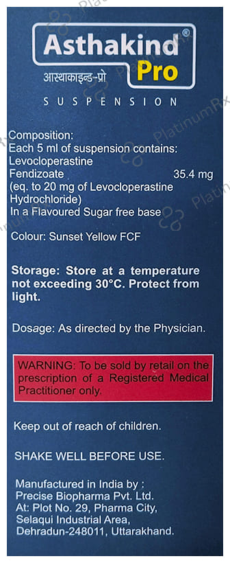Asthakind 35.4mg Pro Oral Suspension Mango Sugar Free 100ml