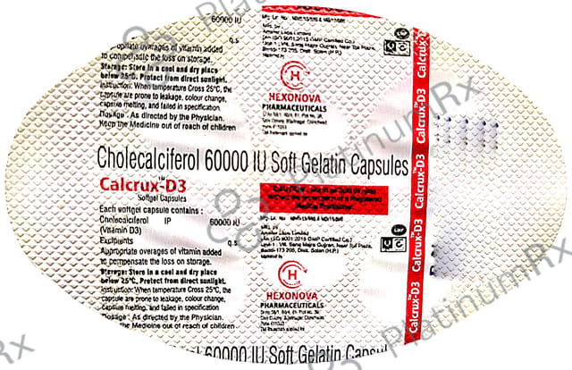 Calcrux D3 Softgel Capsule 60000IU Soft Gelatin Capsule 4s