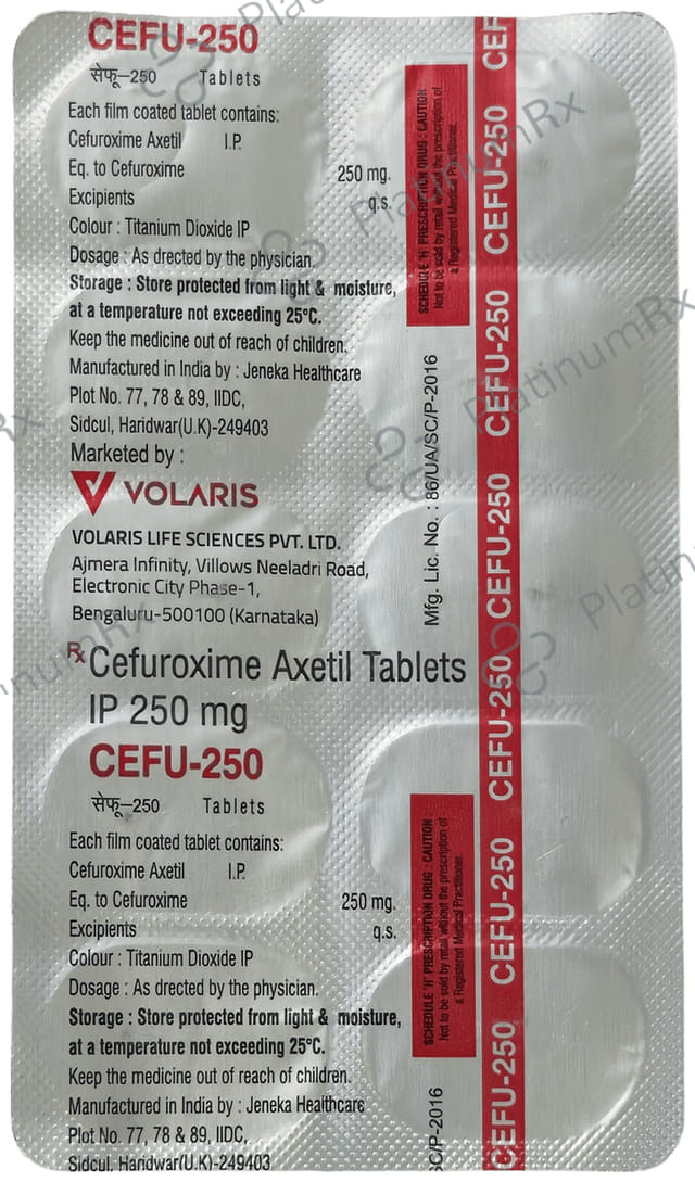 Cefu 250mg Tablet 10s (Zerdia Healthcare Pvt. Ltd.)