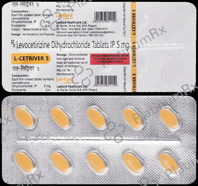 L Cetriver 5mg Tablet
