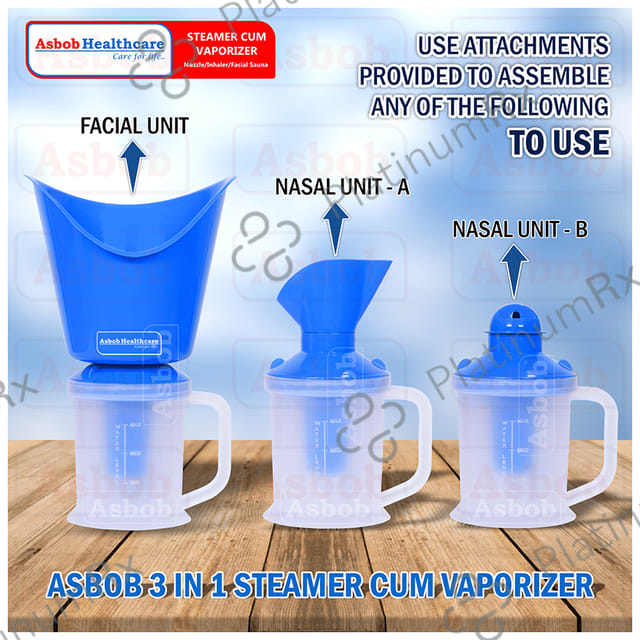 Asbob Healthcare 3 in 1 Vaporizers, Steamer, Steam Inhaler, Facial Steamer Vaporiser for Cold and Cough Blue