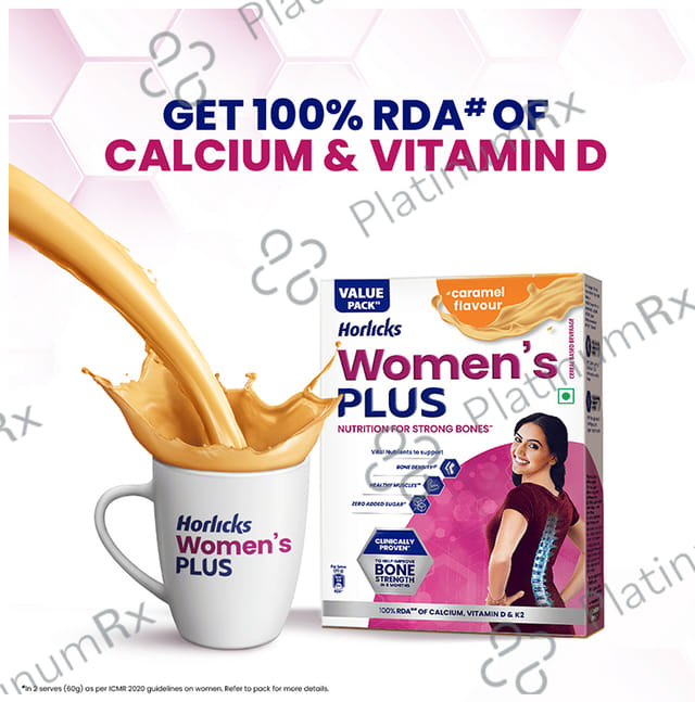 Horlicks Women's Plus with Calcium, Vitamin D & K2 for Strong Bones - Flavour Caramel 750 gm