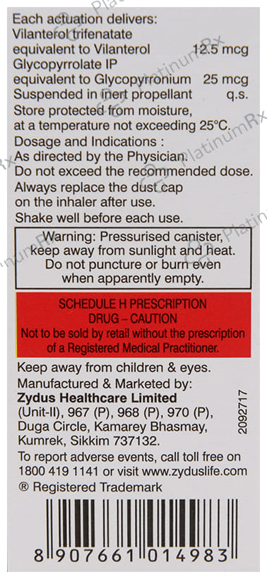 Glynium Vt 12.5/25mcg Inhaler 1s