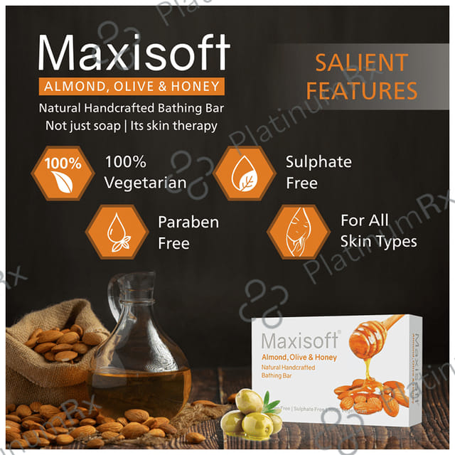 Maxisoft Almond, Olive & Honey Natural Handcrafted Bathing Bar 75gm